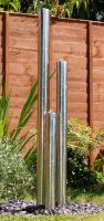 100cm 3-Tier Tube Stainless Steel Water Feature with Lights | Indoor/Outdoor Use by Ambienté