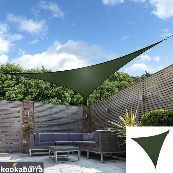 Voile d'Ombrage Vert Triangle 3,6m - Imperméable - 160g/m2 - Kookaburra®