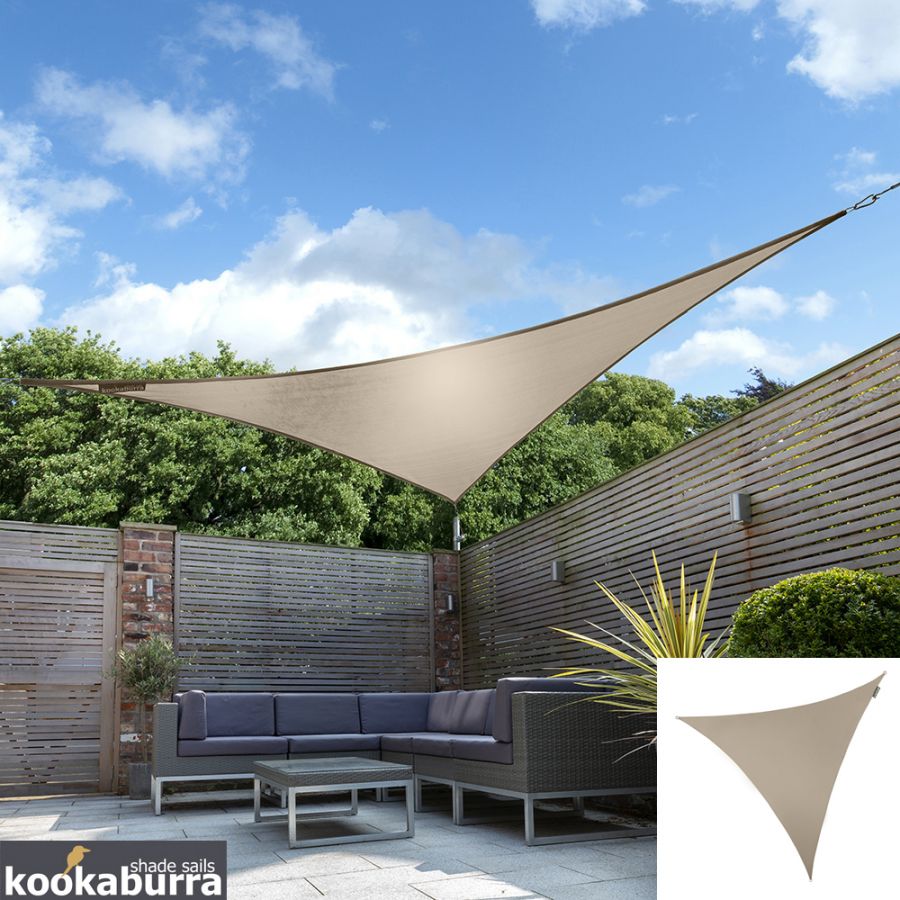 Voile d'Ombrage Taupe Triangle 5m - Imperméable - 160g/m2 - Kookaburra®