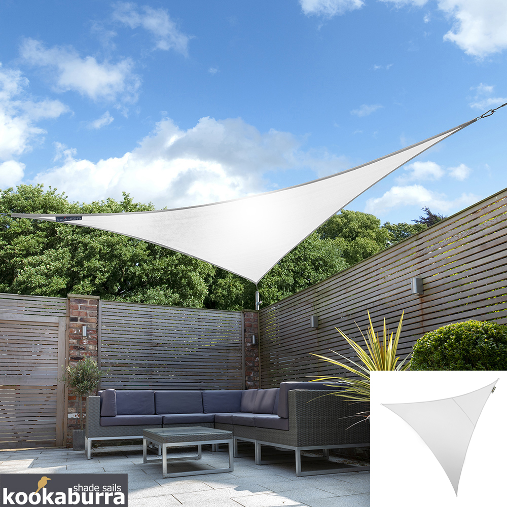 Blanc Polaire Balcon Terrasse Kookaburra Voile dOmbrage Triangle 3,0m Déperlant 140g/m² Polyester Résistante à leau Protection Solaire Bloque 96.5% Rayons UV pour Jardin 