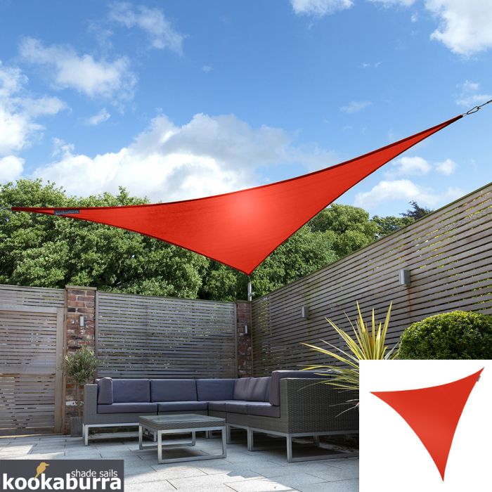 Voile d'Ombrage Rouge Triangle 3,6m - Imperméable - 160g/m2 - Kookaburra®