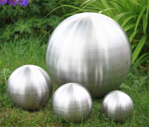 Sphère en Acier Inox Brossée Effet «Boule de Cristal»: 12.6 cm