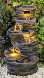 Fontaine d'Extérieur 5 Cascades Rochers - Éclairage LED